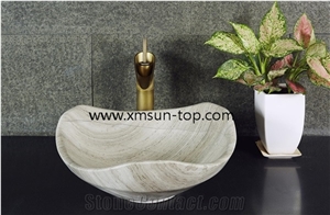 Grey Wooden Grain Marble Basins, Light Grey Wood Grain Marble Sinks, Natural Stone Basin, Kitchen & Bathroom Sinks, Wash Bowls, Vessel Sinks, Grey Wooden Marble, China Serpegiante Grey Marble