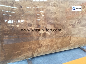 Guizhou Wood Grain Onyx Slab, Brown Onyx, Brown Wooden Vein Onyx Big Slabs & Tiles & Gangsaw Slab & Strips (Small Slabs) & Customized