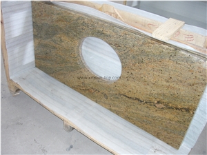 Madura Gold Granite Bathtops/Maduri Gold Bathroom Countertop/Giallo Madura Custom Vanity Tops/Gold Star Bathroom Vanity Top/Golden Glory Vanity Top with Round Sink Cutout/Solid Surface/Yellow Top