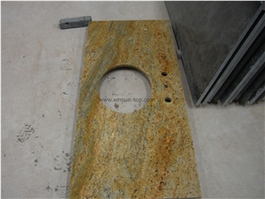 Madura Gold Granite Bathtops/Maduri Gold Bathroom Countertop/Giallo Madura Custom Vanity Tops/Gold Star Bathroom Vanity Top/Golden Glory Vanity Top with Round Sink Cutout/Solid Surface/Yellow Top