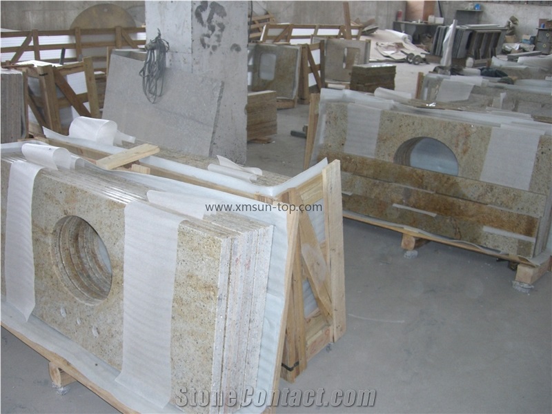Madura Gold Granite Bathtops/Maduri Gold Bathroom Countertop/Giallo Madura Custom Vanity Tops/Gold Star Bathroom Vanity Top/Golden Glory Vanity Top with Round Sink Cutout/Solid Surface/Yellow Top