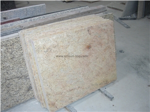 Madura Gold Granite Table Top/Yellow Granite Work Tops/Solid Surface Table Top/Rusty Yellow Reception Counter/Natural Stone Reception Desk/Inlayed Tabletops/Square Tabletops/Interior Decoration