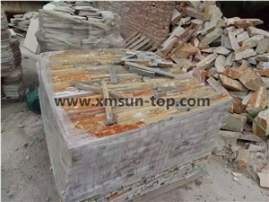 Rustic Quartzite Walling Tiles/ Wall Backgroud/ Yellow Quartzite Veneer/ Ledge Panel/ Paving Stones