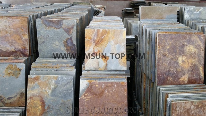 Rusty Slate Cut to Size/ Rusty Yellow Slate Tile/ Slate Wall Covering/ Floor Covering