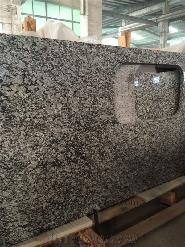 Spray White Bath Counter Top/Breaking Waves Granite Vanity Top/G377 Granite Bathroom Vanity Top/Mengyin Seawave Flower Countertop/Mengyin Spindrift Granite Custom Top /Solid Surface Bath Top