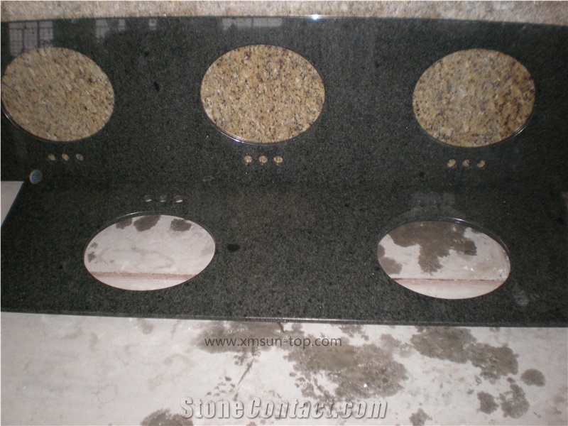 Verde Granite Vanity Top, China Green Bathroom Tops & Custom Countertops, Polished Green Granite