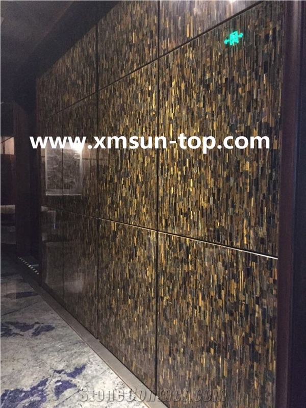 Yellow Tiger Eye Semiprecious Background Wall Decorative,Yellow Tiger Eye Wall Panels,Interior & Indoors Walling,Wall Tile,Wall Covering