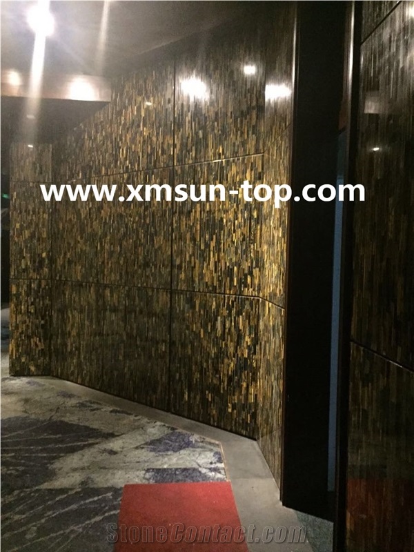 Yellow Tiger Eye Semiprecious Background Wall Decorative,Yellow Tiger Eye Wall Panels,Interior & Indoors Walling,Wall Tile,Wall Covering