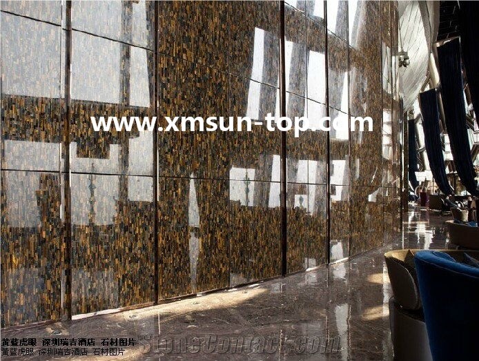 Yellow Tiger Eye Semiprecious Background Wall Decorative,Yellow Tiger Eye Wall Panels,Interior & Indoors Walling,Wall Tile,Wall Covering