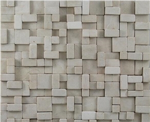 Classical Cream Beige Marble 3d Wall Panel Tiles / Crema Marble Walling Tiles Building Ornaments Cnc Interior Stone