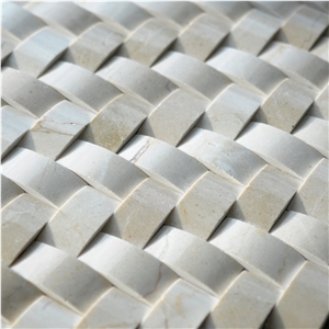 Classical Cream Beige Marble 3d Wall Panel Tiles / Crema Marble Walling Tiles Building Ornaments Cnc Interior Stone