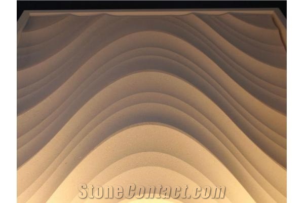 Classical Cream Beige Marble 3d Wall Panel Tiles / Crema Marble Walling Tiles Building Ornaments Interior Stone
