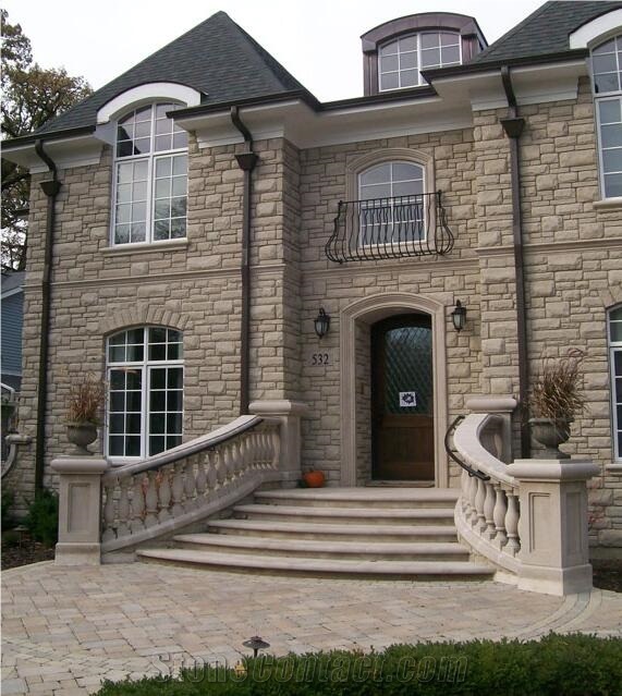 Portugal Beige Limesone Tiles Split Face for Building Wall Cladding/ Cream Classico Limestone Mushroom Stone Wall Facades Panel
