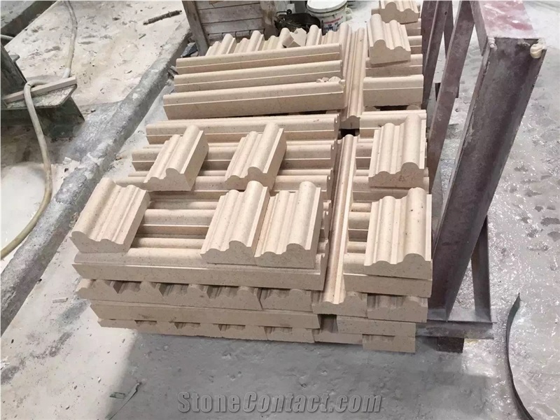 Portugal Beige Limestone Border Line /Portofino Beige Limestone Molding for Exterior Building Decoration