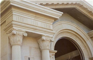 Portugal Beige Limestone Window Wills/Crema Coral Stone Window Frame / Cream Seashell Stone Window Surround Exterior Building Stone