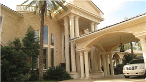 Portugal Beige Limestone Window Wills/Crema Coral Stone Window Frame / Cream Seashell Stone Window Surround Exterior Building Stone