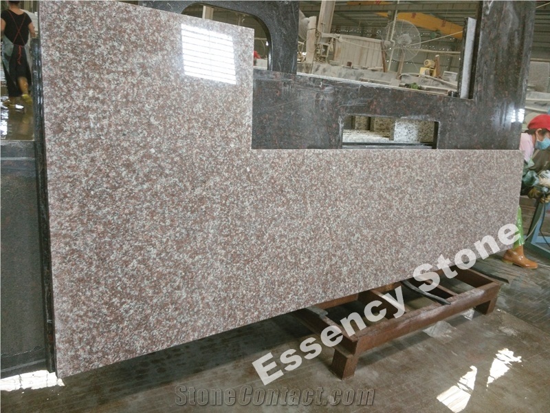 G687 Peach Blossom Red Granite Kitchen Countertop Worktop One-Piece L Shape