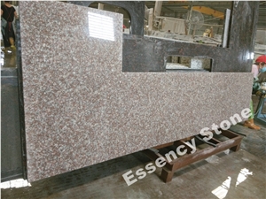 G687 Peach Blossom Red Granite Kitchen Countertop Worktop One-Piece L Shape