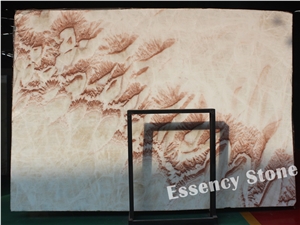 Lolan Onyx Slabs,Cream Beige Onyx with Red Stone Organic