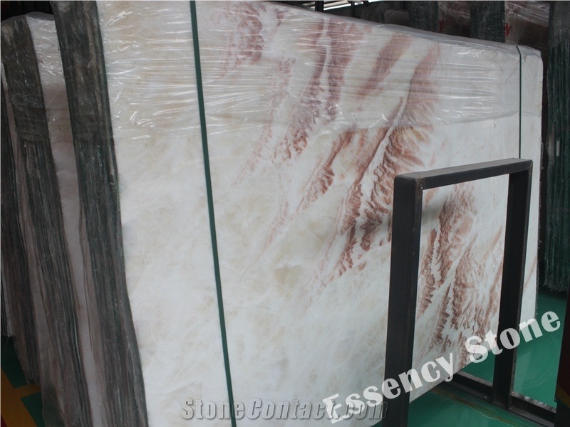 Lolan Onyx Slabs,Cream Beige Onyx with Red Stone Organic