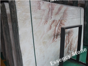 Lolan Onyx Slabs,Cream Beige Onyx with Red Stone Organic