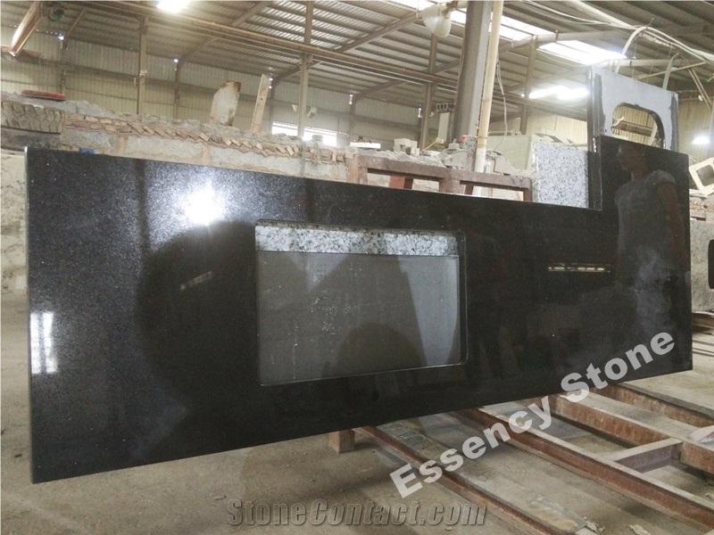 One-Piece L Shape Kitchen Countertop,Black Star Galaxy Granite Kitchen Island Tops