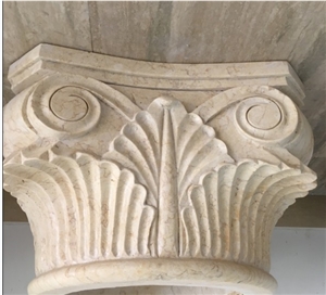 Beige Marble Column, Column Tops, Sculptured Columns Beige Marble Column, Column Tops, Sculptured Columns