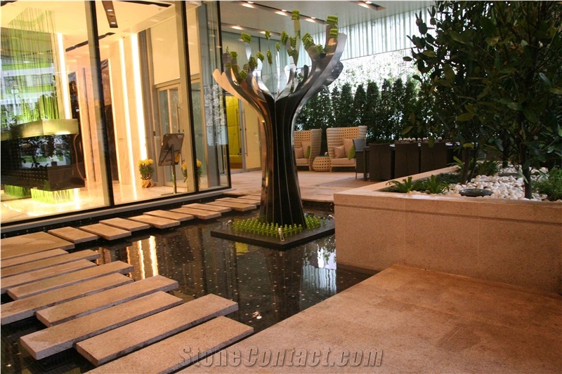 G682 China Yellow Rustic Granite Sunset Gold Golden Sand Rustic Gold Bushhammered Cleft Natural Split Cube Paver Setts Tile & Slab Padang Golden Leaf,Golden Peach,Golden Sand