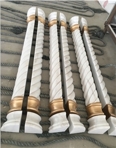 White Marble Column Human Sculpture