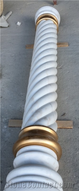 White Marble Column Human Sculpture