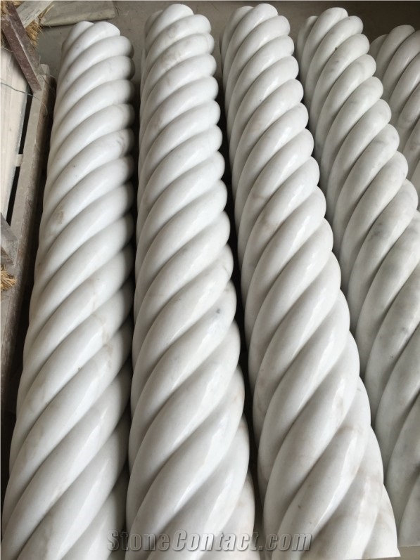 White Marble Column Human Sculpture