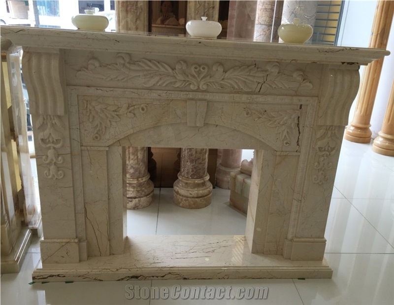 Yellow Onyx Fireplace, Fireplace Insert, Sculptured Fireplace