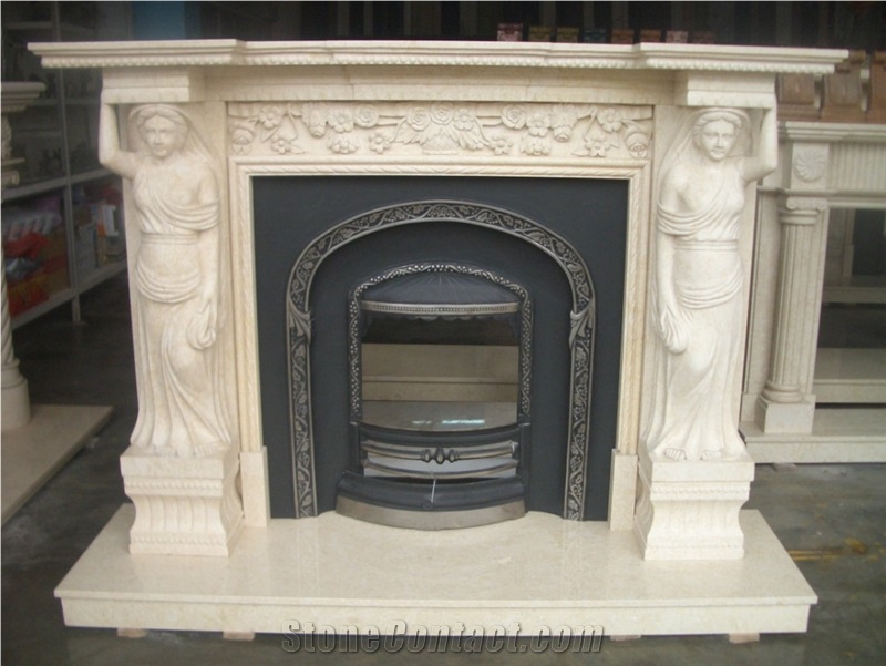 Yellow Onyx Fireplace, Fireplace Insert, Sculptured Fireplace