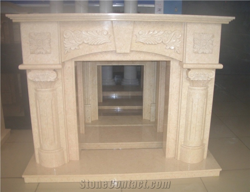 Yellow Onyx Fireplace, Fireplace Insert, Sculptured Fireplace