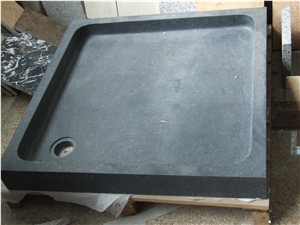 China Black Basalt G684 Honed, Black Pearl, Fuding Black Polished and Honed Shower Tray Shower Base Shower Stand