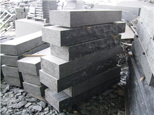 China Black Basalt G684 Polished, Black Pearl, Fuding Black Kerbstone, Curbstone, Kerbs, Curbs, Side Stone, Road Stone, Flamed, Natural Split, Cleft Edge