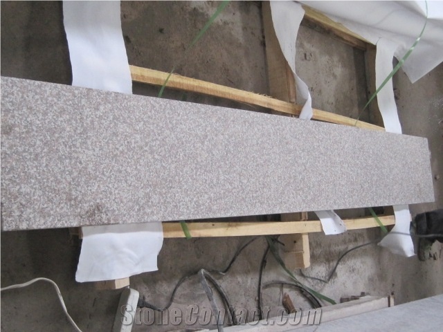 China Peach Red Granite G687 Cherry Pink ,Peach Blossom Red Gutian ,Taohua Hong Granite Flamed Step, Stair, Tread, Riser, Threshold