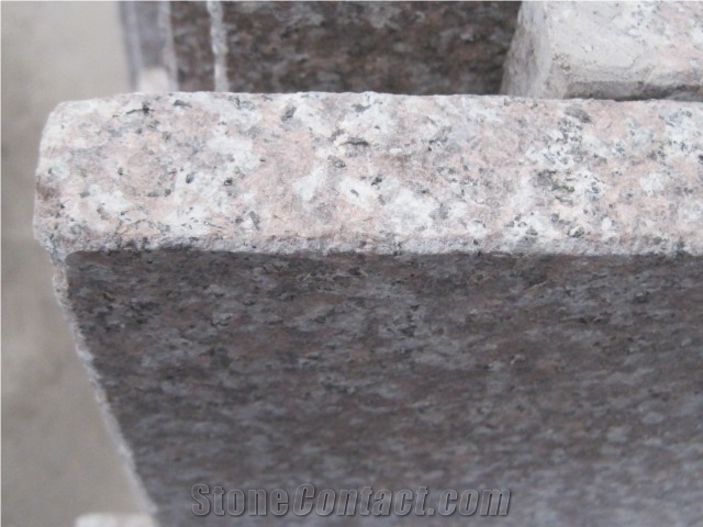 China Peach Red Granite G687 Cherry Pink ,Peach Blossom Red Gutian ,Taohua Hong Granite Flamed Step, Stair, Tread, Riser, Threshold