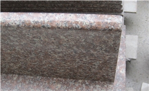 China Peach Red Granite G687 Cherry Pink ,Peach Blossom Red Gutian ,Taohua Hong Granite Polished Step, Stair, Tread, Riser, Threshold, Bullnose Coping, Chamfered Cop