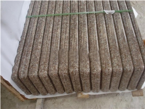 China Peach Red Granite G687 Cherry Pink ,Peach Blossom Red Gutian ,Taohua Hong Granite Polished Step, Stair, Tread, Riser, Threshold, Bullnose Coping, Chamfered Cop