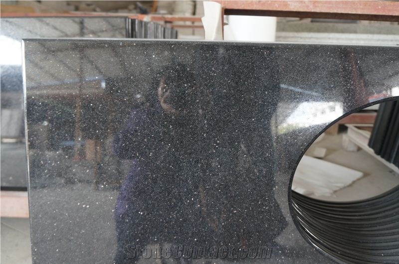 Indian Black Galaxy Granite,Black Granite Bath Top, Bench Top,Worktop, Bullnose Vanity Top