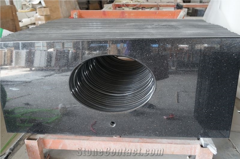 Indian Black Galaxy Granite,Black Granite Bath Top, Bench Top,Worktop, Bullnose Vanity Top