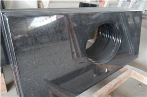 Indian Black Galaxy Granite,Black Granite Bath Top, Bench Top,Worktop, Bullnose Vanity Top