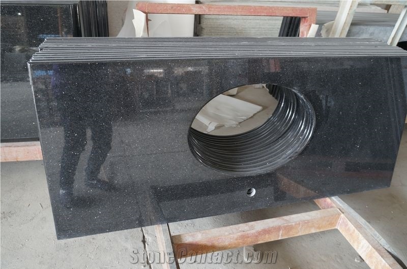 Indian Black Galaxy Granite,Black Granite Bath Top, Bench Top,Worktop, Bullnose Vanity Top