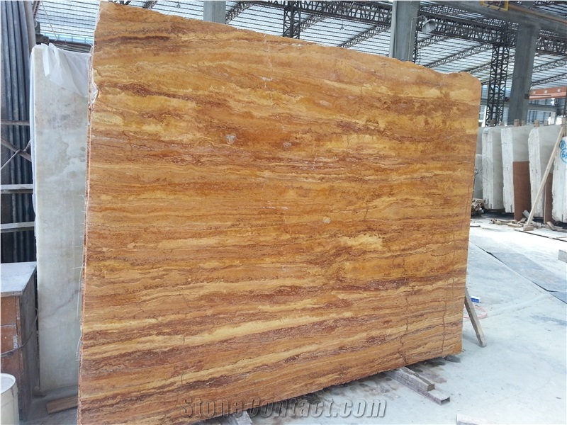 Iran Golden Yellow Travertine, Travertine Tile, Wall Tile