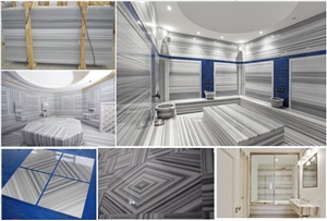 Turkey Marmara Equator Marble Flooring Tiles & Slabs, Grey Vein Marble,Book-Match Floor,Open Book Floor, Polished
