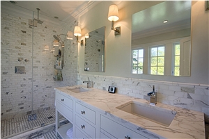 Calcutta Gold Marble Bathroom Vanity Tops, Calacatta Gold, White Marble Countertops