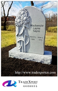 Western Style Hand Caved Cemetery Monument with Caving Flower