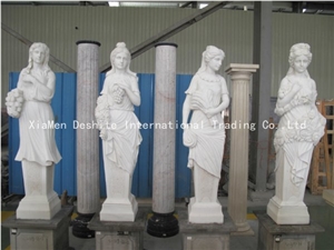 White Marble Stone Sculpture, Hand Carved Garden Statue