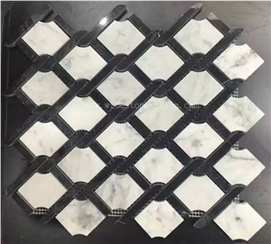 Bianco Carrara White Mix Stone Weave Marble Mosaic Pattern